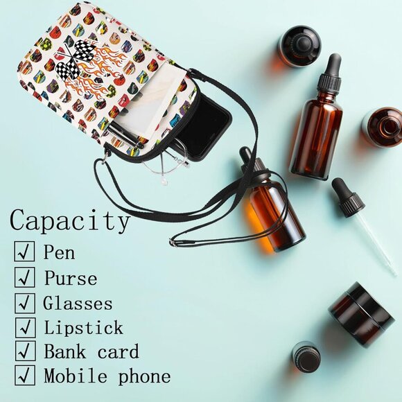 Versatile Checkered Flag Crossbody Bag - Perfect for Racing and Daily Adventures - Picture 5 of 7